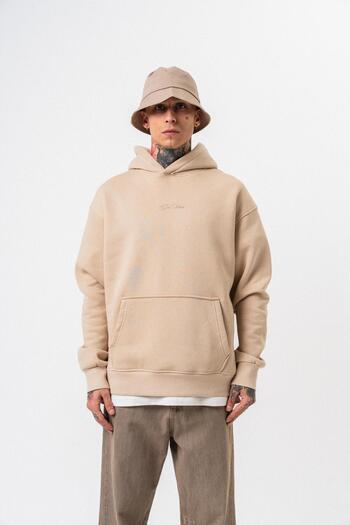 Respire Ανδρικό μπλουζάκι με κουκούλα με στάμπα Da Vinci Oversize Hoodie Beige