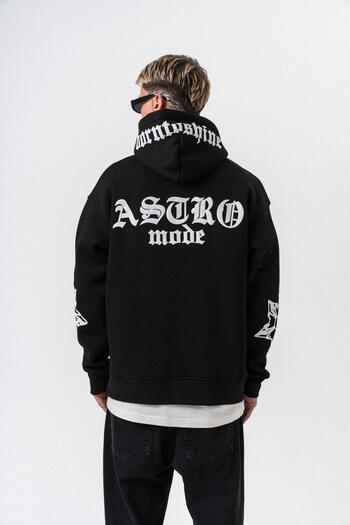 Respire Ανδρικό φούτερ με κουκούλα με στάμπα Astro Mode Oversize Μαύρο