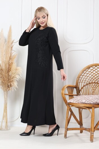 sinemisxxl Black Stone Long Sleeve Plus Size Dress