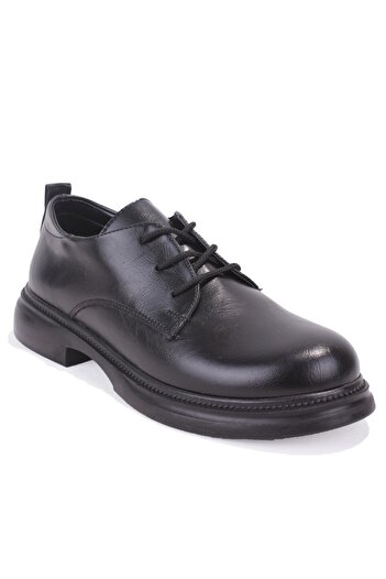 DAGOSTER Dza07-8892680 Black Casual Lace-Up Loafer Women's Shoes