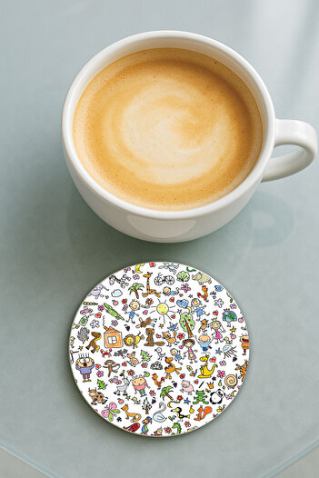 Cekuonline Round Plexiglass Coaster with Printed Pattern Single Piece
