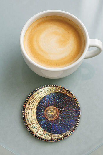 Cekuonline Round Plexiglass Coaster with Printed Pattern Single Astro