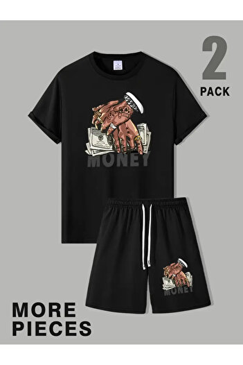 SimStone New Men's Fashion Hand-Held Money Printed Men's 2 Piece Casual and Comfortable Suit