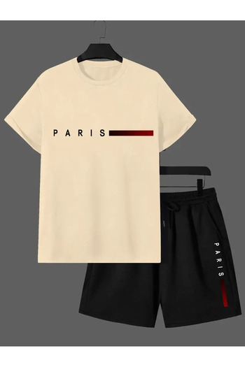 SimStone Men's Paris Logo Comfortable Sports Set