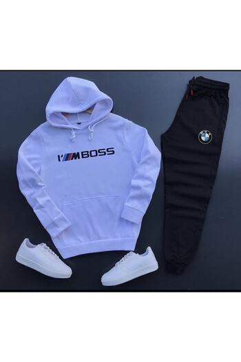 SimStone New season i'm imboss printed cotton hooded hoodie-winter tracksuit bottoms 2-piece set