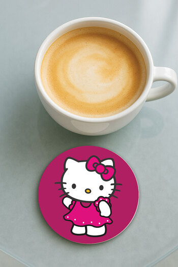 Cekuonline Round Plexiglass Coaster with Printed Pattern Single Kittygo