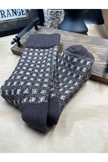 magıcgrange Winter Wool Men's Socks – Comfortable & Casual Knitted Model