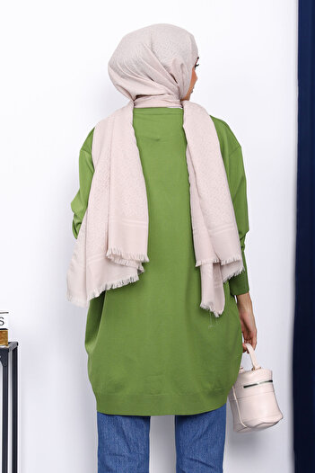 İmajButik Green Crew Neck Mercerized Tunic