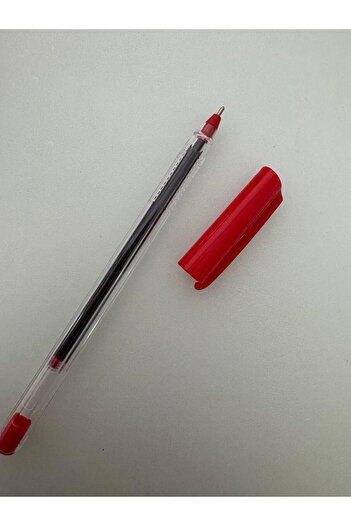 Pensan Ballpoint Pen Triangular Body Transparent Red (3 Pieces)