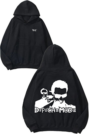 THEWERT Depeche Mode 7 Design Back Printed Black Hooded Sweatshirt