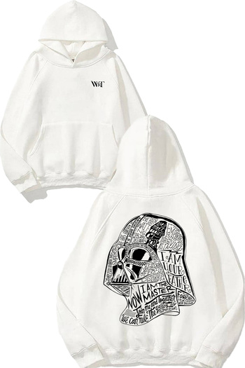 THEWERT Star Wars 5 Design Back Printed White Hooded Sweatshirt