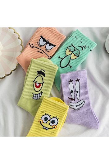 UZN SOCKS 5 ΖΕΥΓΑ ΒΑΜΒΑΚΙΝΕΣ ΚΟΛΛΕΓΙΑΚΕΣ ΚΑΛΤΣΕΣ ΜΕ ΧΡΩΜΑΤΙΚΟ ΣΧΕΔΙΟ / ΧΡΩΜΑΤΙΣΤΕΣ ΑΘΛΗΤΙΚΕΣ ΚΑΛΤΣΕΣ