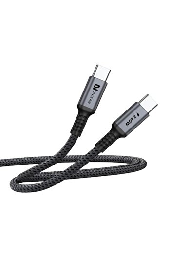 OEM Cablu alimentare si date USB-C la USB-C UNIEAN, 240W PD, 2m, 480Mbps, Invelis Nylon, Braided, Negru