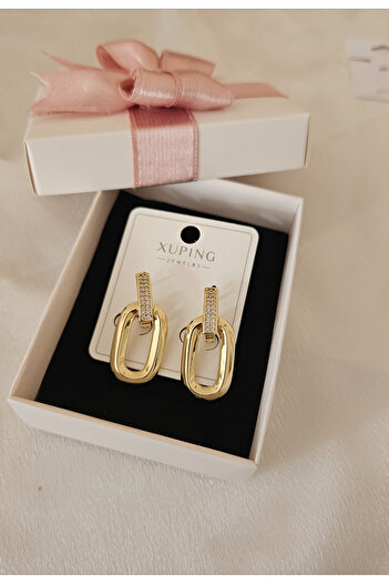 m mavi deniz accesories Stylish and Sparkling 14K Gold Color Rectangular Earrings – Xuping Earrings