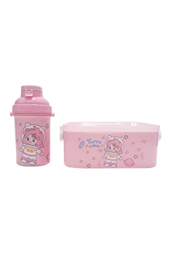 Generic Lunch box with accessories: water bottle, spoon and fork