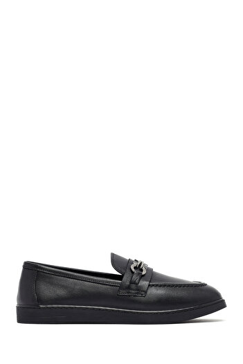 Derimod Women's Black Buckle Leather Loafer 25Afd204318