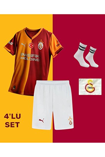 Marka Extra G^âlâtâsârây 25/26 Yeni Sezon Kişiye Özel İsimli 5 Yıldızlı Parçalı Çoçuk Forması 4'lü Set