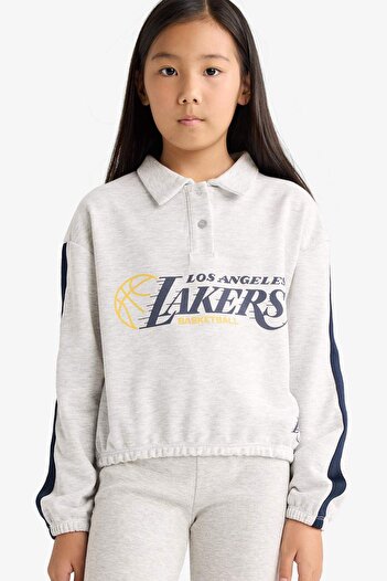 DeFacto Girl's Nba Los Angeles Lakers Relax Fit Polo Neck Sweatshirt F3201A825Au