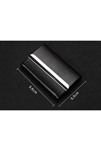 HALAMODO Business Card Box Black Silver, Stainless Steel Anti-Extrusion Portable Credit Card Box