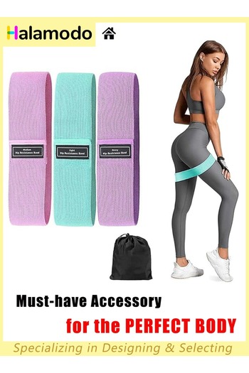 HALAMODO 3 PCS Resistance Bands, Exercise Stretch Fitness Home Set, Hip Band, Workout Bands