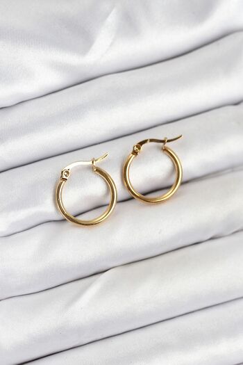 callerrons accessories Gold Color 15 mm Hoop Women's Earrings - Ebj250920W37805