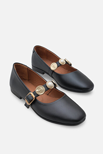 Corridor Italy Women's Daily Flat Shoes Black Classic with Accessories