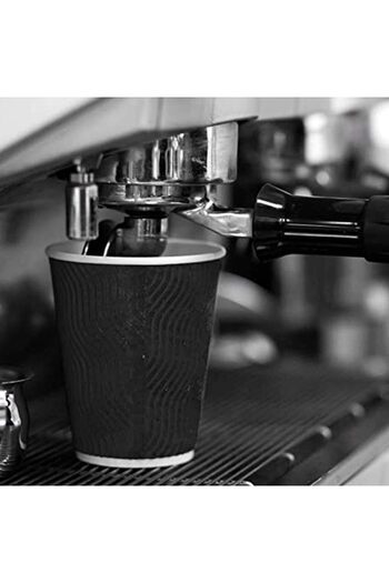 MARKQ [500 Pack] 12oz Black Disposable Coffee Cups - Triple Wall Ripple Paper Cups for Hot & Cold Drinks
