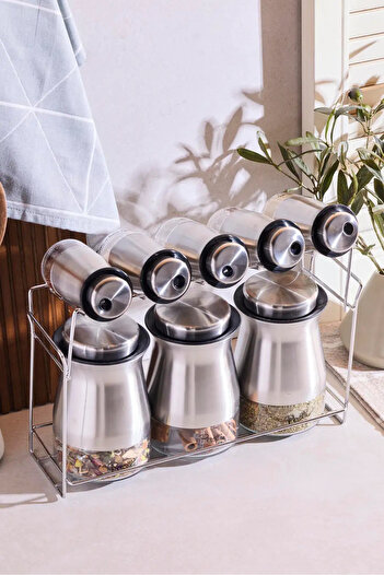Perotti Inox 7-Piece Spice Set with Stand