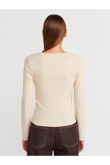 Dilvin 31548 Button Detailed Drawstring Ball-Stone