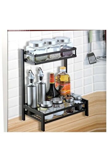 Generic Stainless Steel Spice Rack Organizer with 2 Shelves