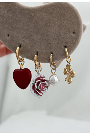 HOSBUTIK 4-piece za earring set