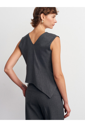 Dilvin 60599 Asymmetrical Vest-Anthracite