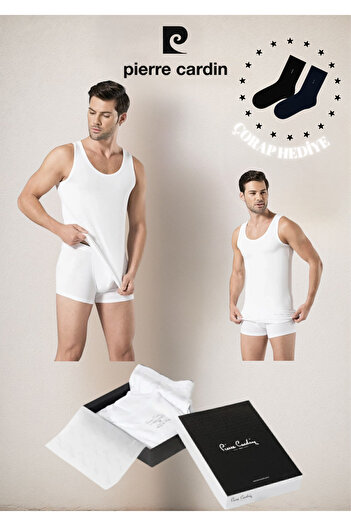 Pierre Cardin Ανδρικά εσώρουχα Λευκό Modal Singlet & Boxer Σετ δύο τεμαχίων L1.PC.140.12.01
