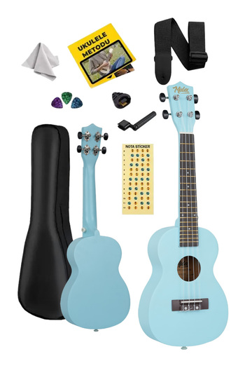 Midex Ukx-233Ltb Light Blue Concert Ukulele (Strap Bag Method Picks)