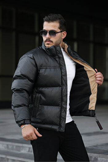 MODAEMAS MEN'S PUFFABLE LEATHER COAT