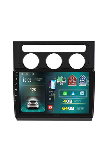 MaxTech Navigatie Volkswagen Touran 1 (2003-2010) dedicata, 4 GB Ram 64 GB Rom OctaCore, Carplay & Android