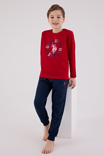 U.S. Polo Assn. 100% Cotton Boys' Long Sleeve Pajama Set