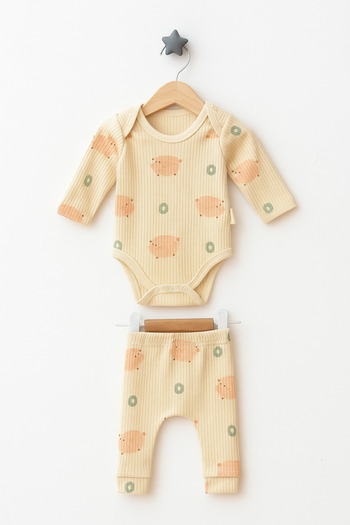 Beniizle Patterned 2-Piece Baby Girl Bodysuit Set
