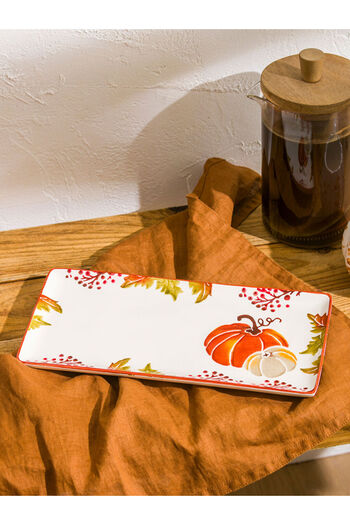 LC Waikiki Create Your Style from Uzg Store |   Pumpkin Printed Ceramic Serving Plate 28 cm