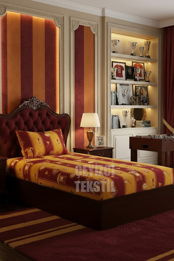 Çt Çeyizci Tekstil Single Fitted Sheet Set + 1 Pillowcase 100X200Cm Yellow Red