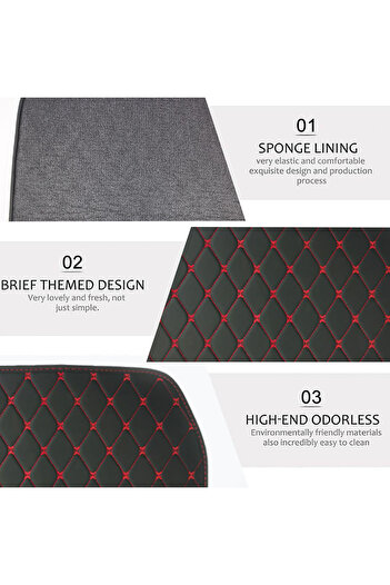Generic 5Pcs Universal Car Floor Mats Set Leather Waterproof Anti-Slip Wear-Resistant with Red Stitching