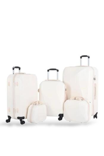 Red Sea Travel bag set - 5 pieces, including 3 trolley bags and 2 makeup bags - with flexible covers - and a fixed digital lock