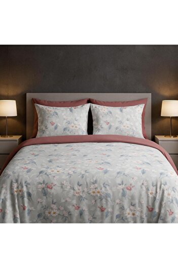 MyStory Home Single Size Fitted Sheet Duvet Cover Set Daisy Dusty Rose