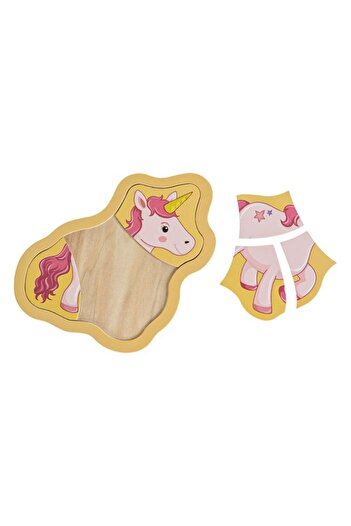 Cangaroo Wooden Puzzle Unicorn, 5 Pieces, Pink, 12x15cm, Age 3+ Years