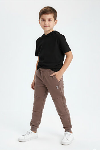 Kyron 100% Cotton Boys' Trousers with Pockets - Brown