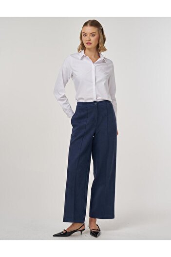 Kayra Çima Stitched Suede Trousers 79040-25K Dark Navy Blue