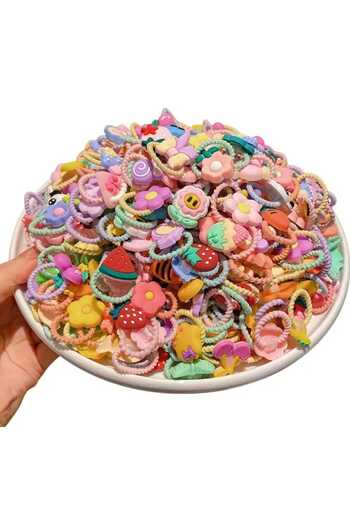 evinizin vitrini 16 Pieces (8 Sets) Girls' Rubber Buckle Set Girls' and Baby Girls' Mixed Rubber Buckle Set