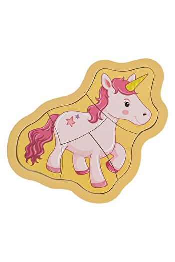 Cangaroo Wooden Puzzle Unicorn, 5 Pieces, Pink, 12x15cm, Age 3+ Years
