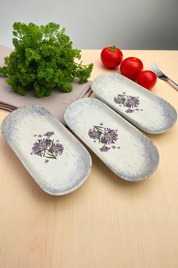 Keramika Blue Lily Noyan Boat Salad Plate 26cm 3 Pieces