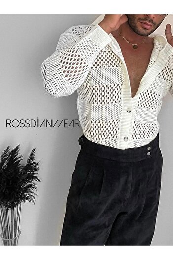 Butik Ross Hollow Knitted Fabric Cardigan Shirt
